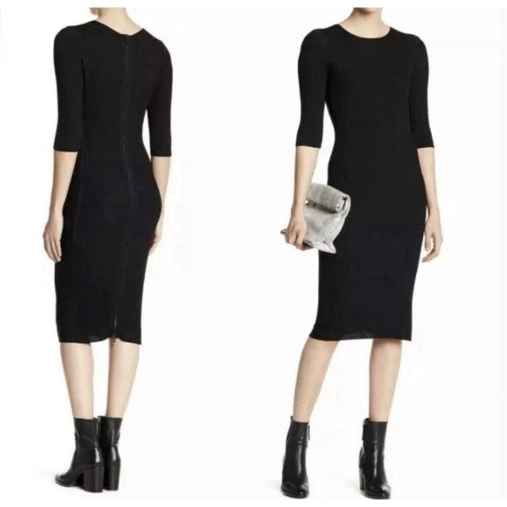 NWT Skull Cashmere knit dress black fitted bodycon ribbed Sz XS
